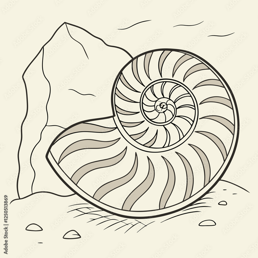 Obraz premium fossilized ammonite resting