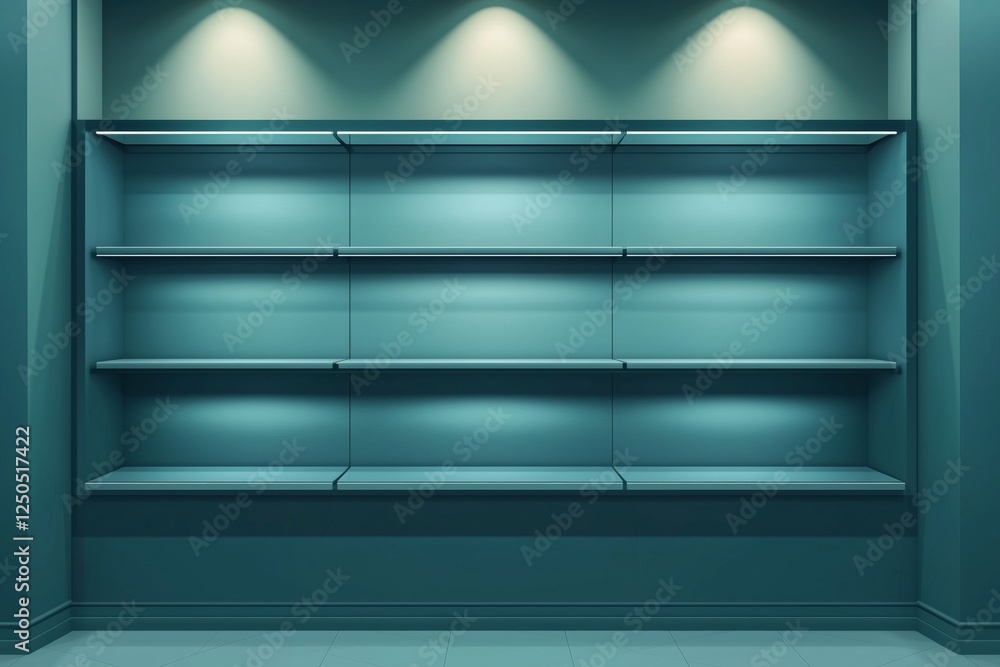 3d empty showcase display with retail shelves. Mock up. Vector 3d empty showcase display with retail shelves. Mock up. Vector