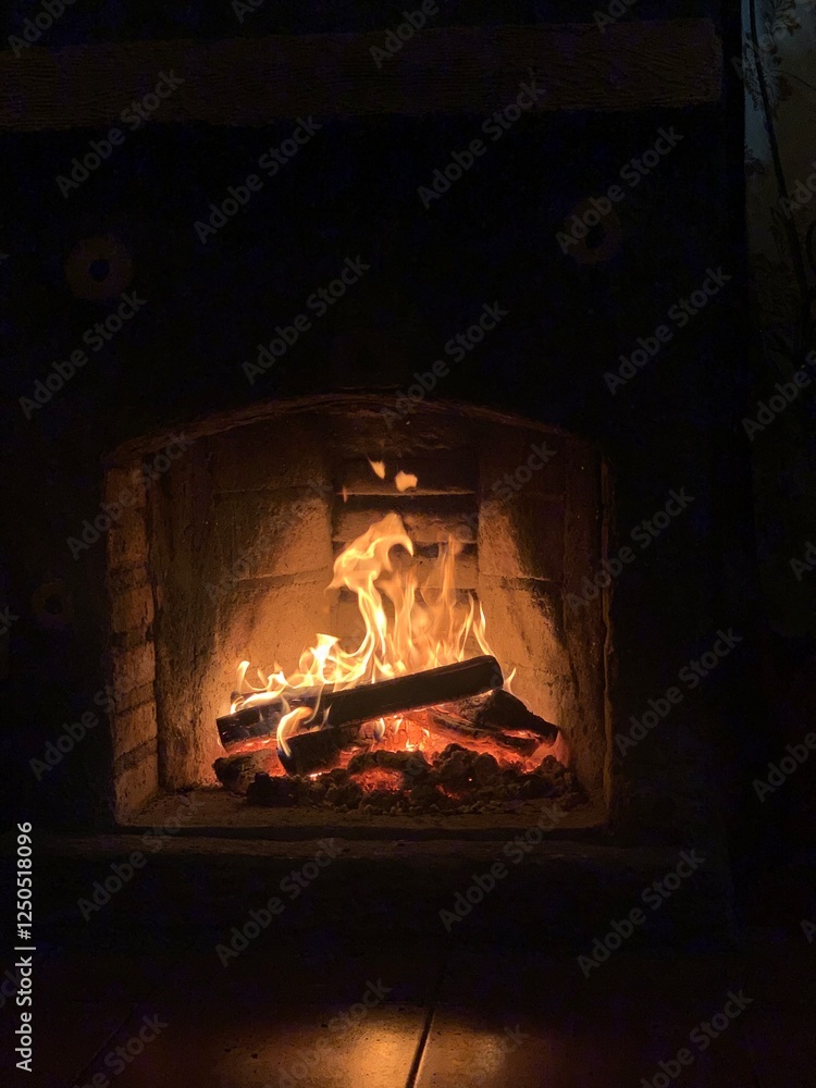 fireplace with fire