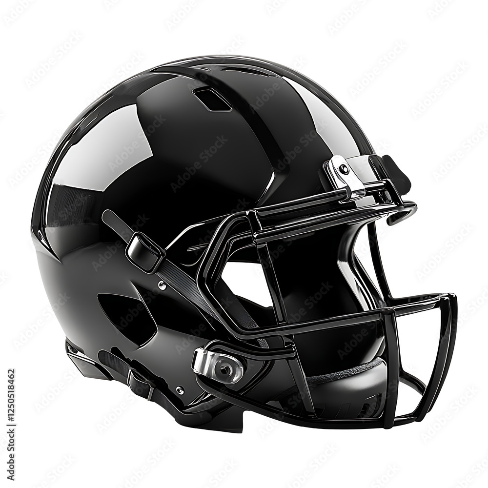 Fototapeta premium Black Sports Helmet Isolated on Transparent Background
