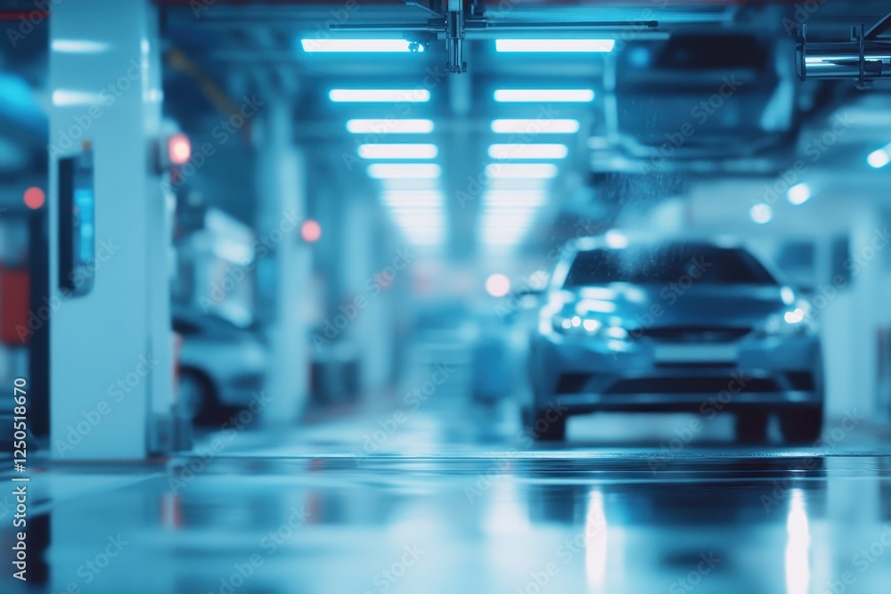 Automated car wash in modern facility. Automated car wash in modern facility.