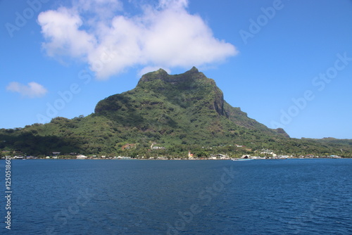 Mount Pahia overlooking the village of Vaitape, Bora Bora, Society Islands, French Polynesia. photo