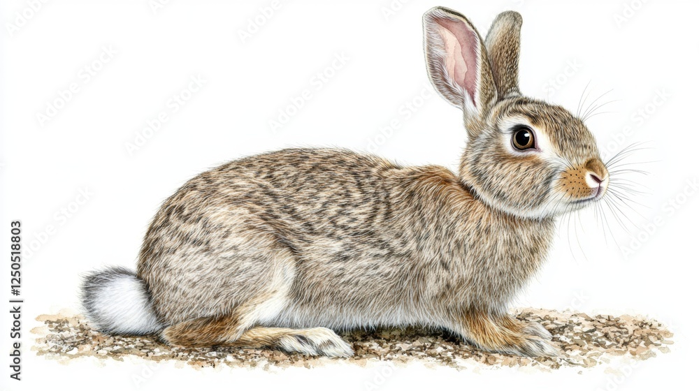 Fototapeta premium Realistic Illustration of a Brown Rabbit on Neutral Background