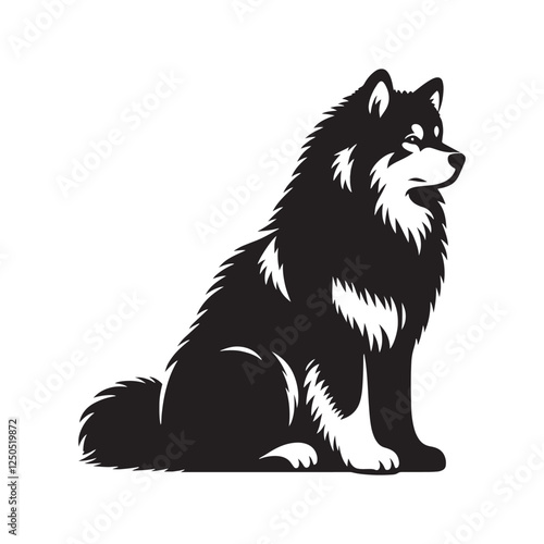 Refined Alaskan Malamute silhouette crafted for modern designs - Alaskan Malamute illustration - minimal Alaskan Malamute vector - dog silhouette
