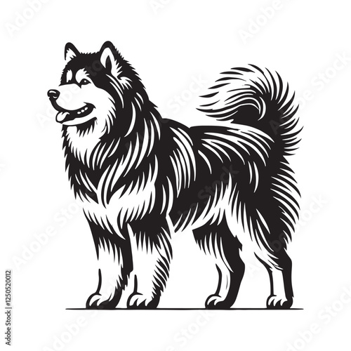 Elegant Alaskan Malamute silhouette designed for digital artwork - Alaskan Malamute illustration - minimal Alaskan Malamute vector - dog silhouette
