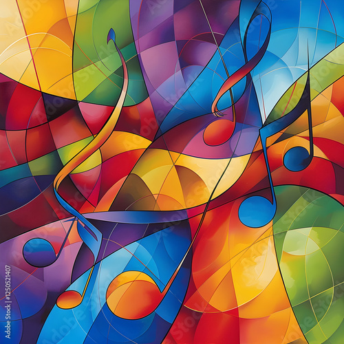 Wallpaper Mural Harmonious Quintet: Abstract Music Notes Illustration Representing Five Instruments in Symphonic Unity Torontodigital.ca