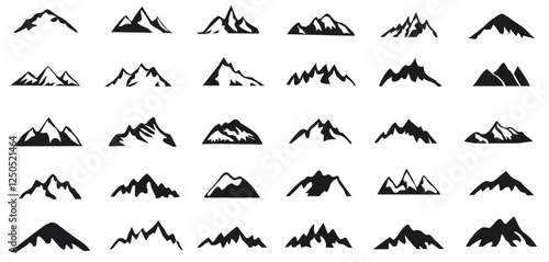 mountain icon set vector. mountains logo silhouette illustration collection. editable file