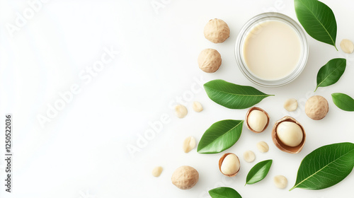 Macadamia milk isolated on white background