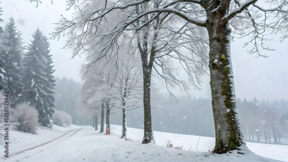 Snowy Winter Road in Hochheide Winterberg Germany Snowy Winter Road in Hochheide Winterberg Germany