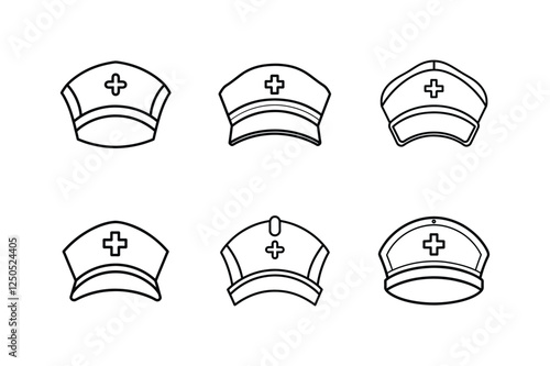 nursing cap icon line art vector illustration