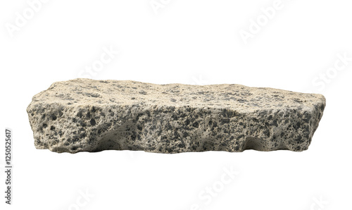 Irregular grey stone block isolated on black background