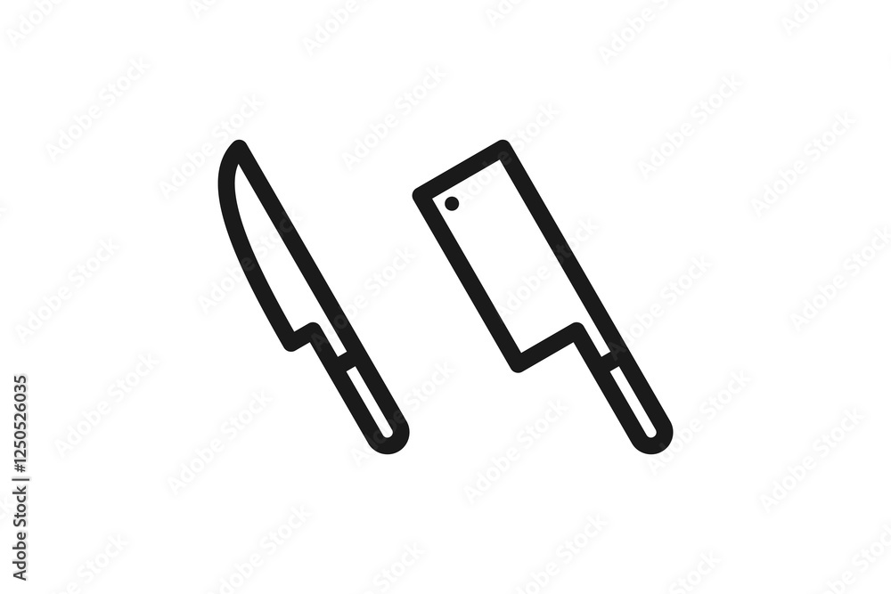 Fototapeta premium kitchen knife icon line minimal design