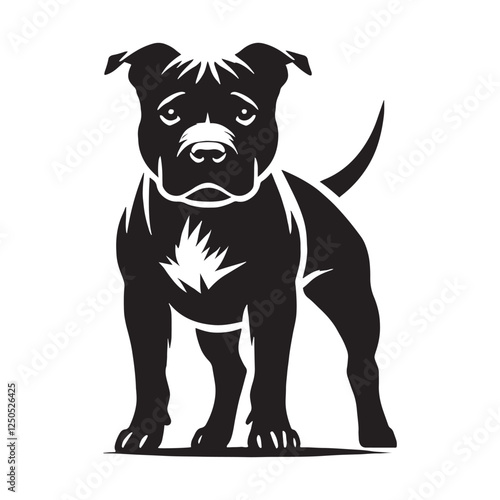 Well-defined American Staffordshire Terrier silhouette for digital artwork - American Staffordshire Terrier illustration - minimal American Staffordshire Terrier vector - dog silhouette
