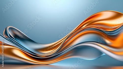 Wallpaper Mural Dynamic flowing waves orange and blue abstract art digital design studio environment close-up view fluid motion concept Torontodigital.ca