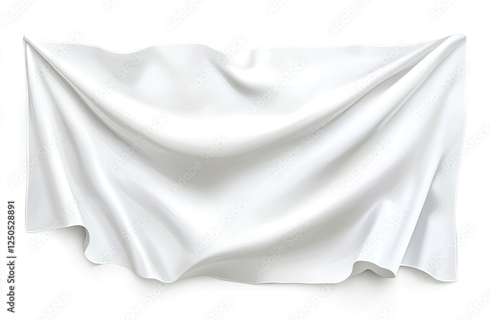 Draped white fabric, studio backdrop, blank canvas, design mockup Draped white fabric, studio backdrop, blank canvas, design mockup