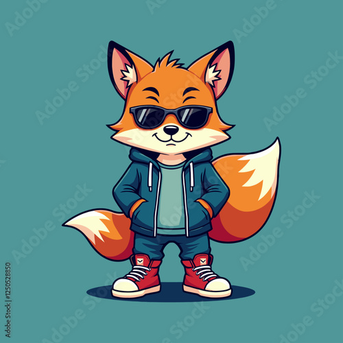 cat vector with big sunglass