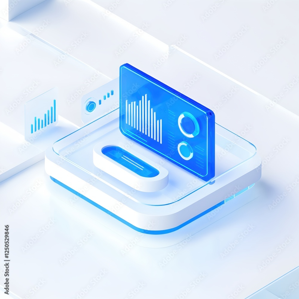 3D Digital Tablet with Interactive Data Analytics,Futuristic Business Dashboard

