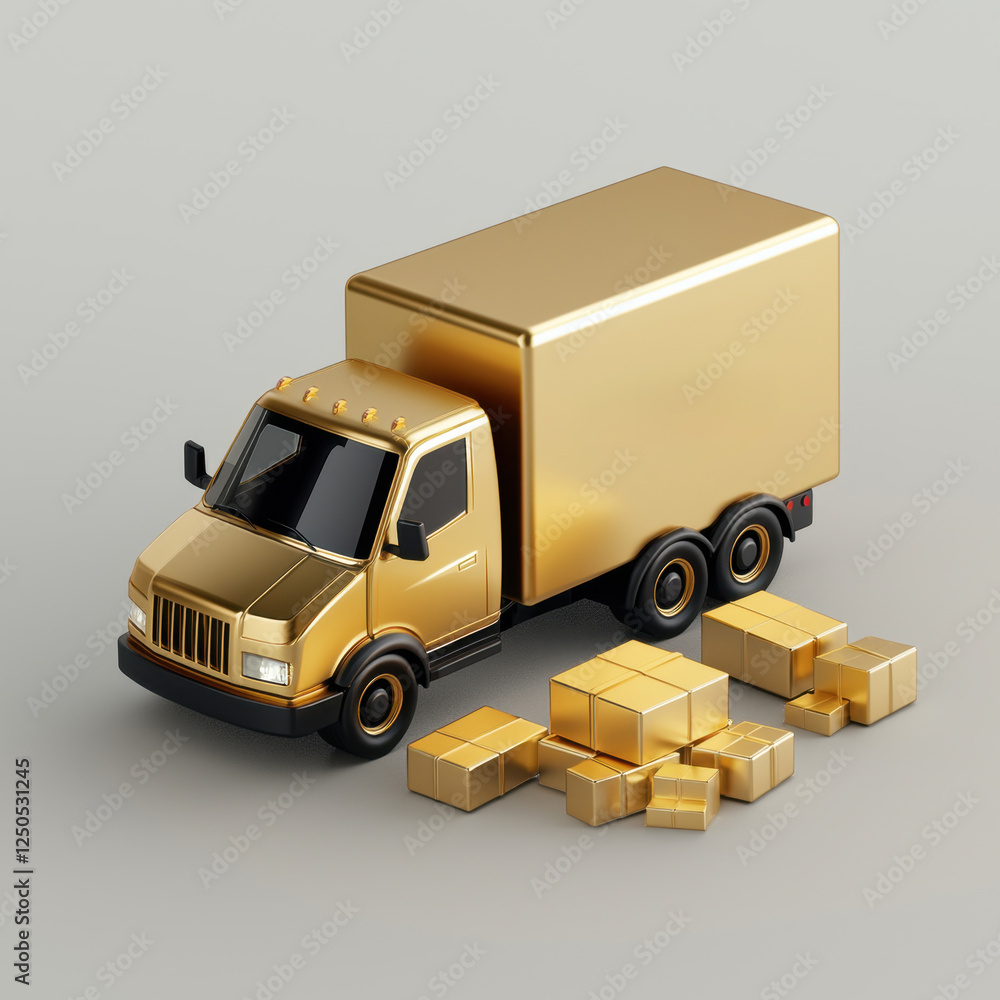 3D Golden Delivery Truck with Packages,Luxury Logistics Concept
3D Golden Delivery Truck with Packages,Luxury Logistics Concept