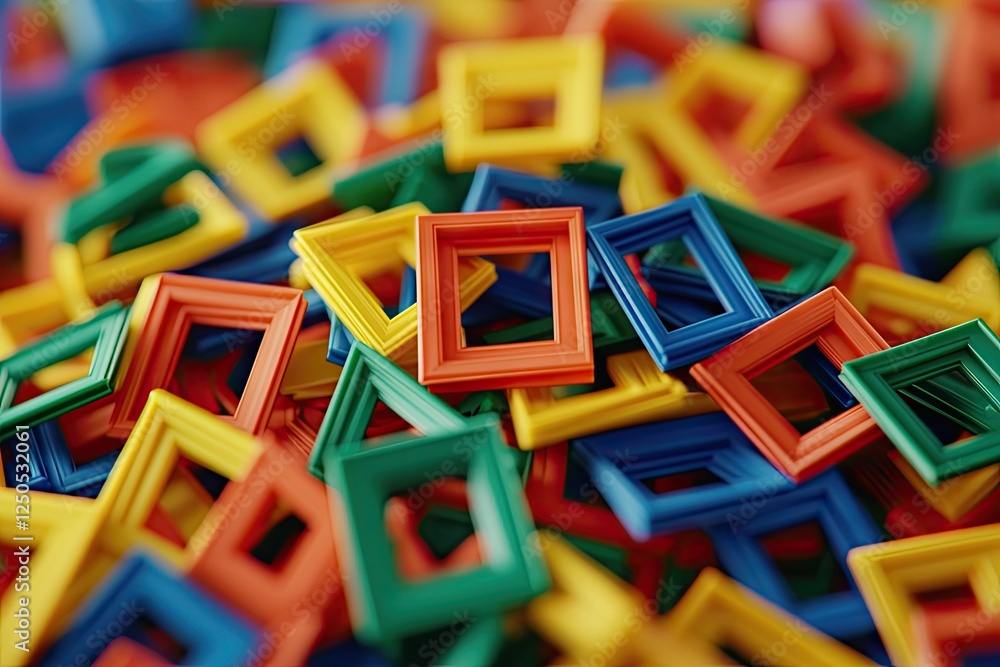 Fototapeta premium Colorful mini frames pile; abstract art background; creativity concept