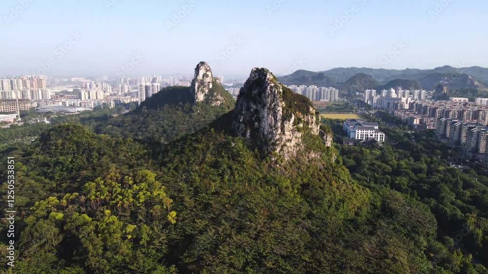 Explore Malu Mountain in Liuzhou through breathtaking aerial photography showcasing its unique features Explore Malu Mountain in Liuzhou through breathtaking aerial photography showcasing its unique features