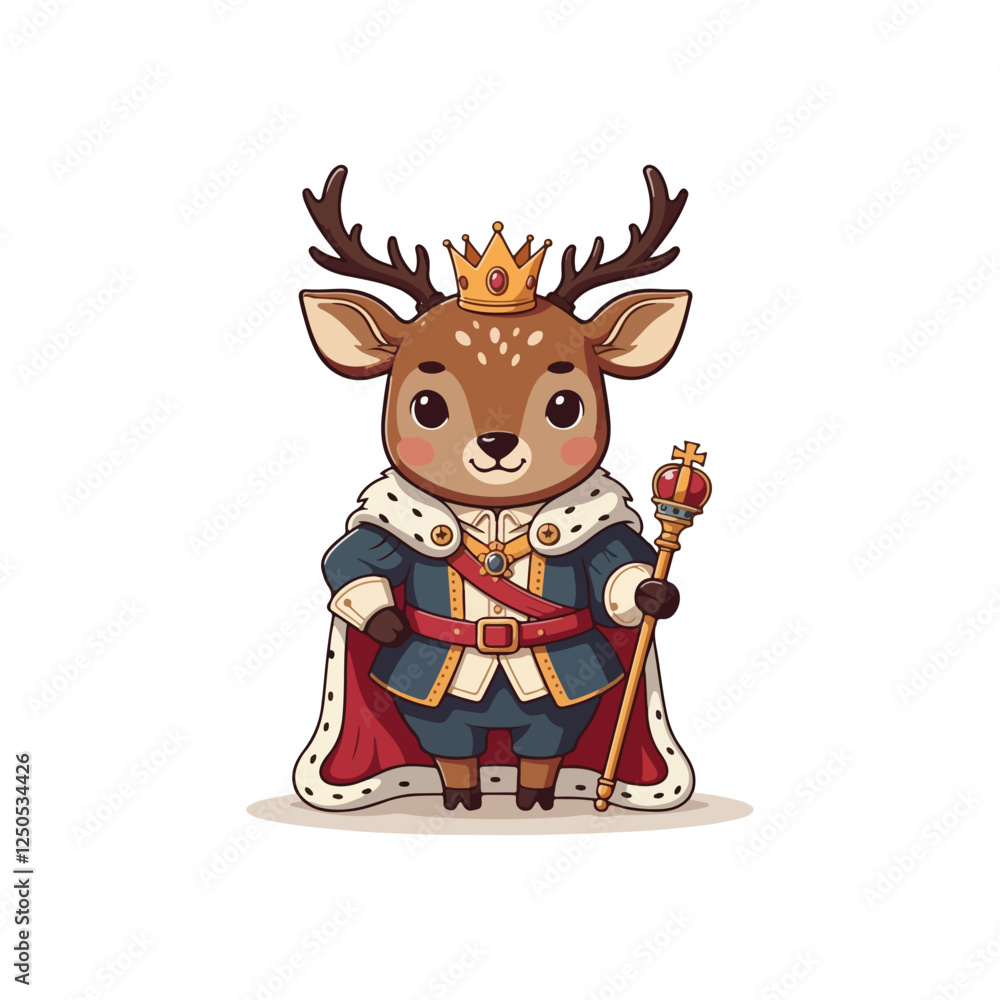 Fototapeta premium Cute Deer Cartoon Vector Icon Illustration Animal Education Isolated Flat VECTOR