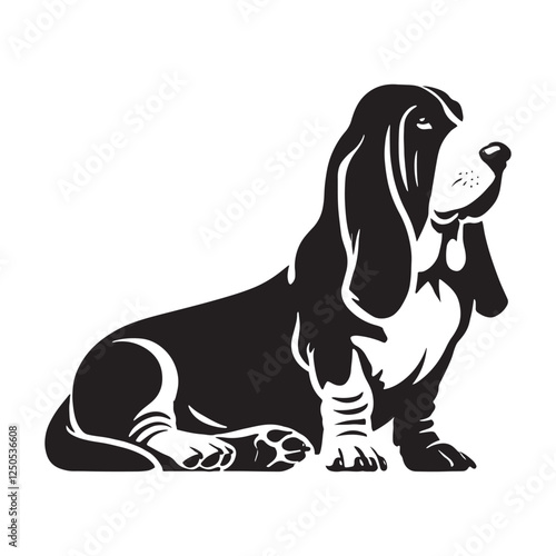 Basset Hound silhouette perfect for pet-themed designs and decor - Basset Hound illustration - minimal Basset Hound vector - dog silhouette
