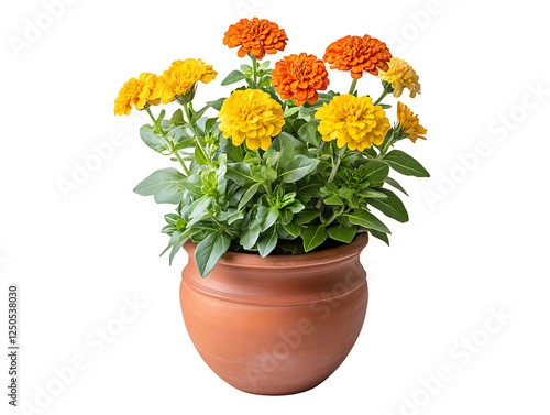 Wallpaper Mural Vibrant marigold flower arrangement in terracotta pot indoor garden bright colors close-up Torontodigital.ca