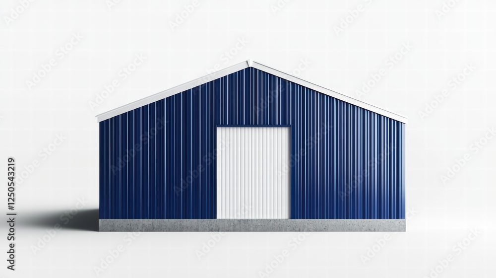 Fototapeta premium Rustic Blue Structure: A simple, robust structure painted in a striking shade of blue, standing firmly against a neutral backdrop, embodying the essence of enduring strength and utility.