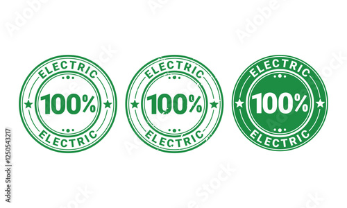 100 percent electric device label vector template illustration