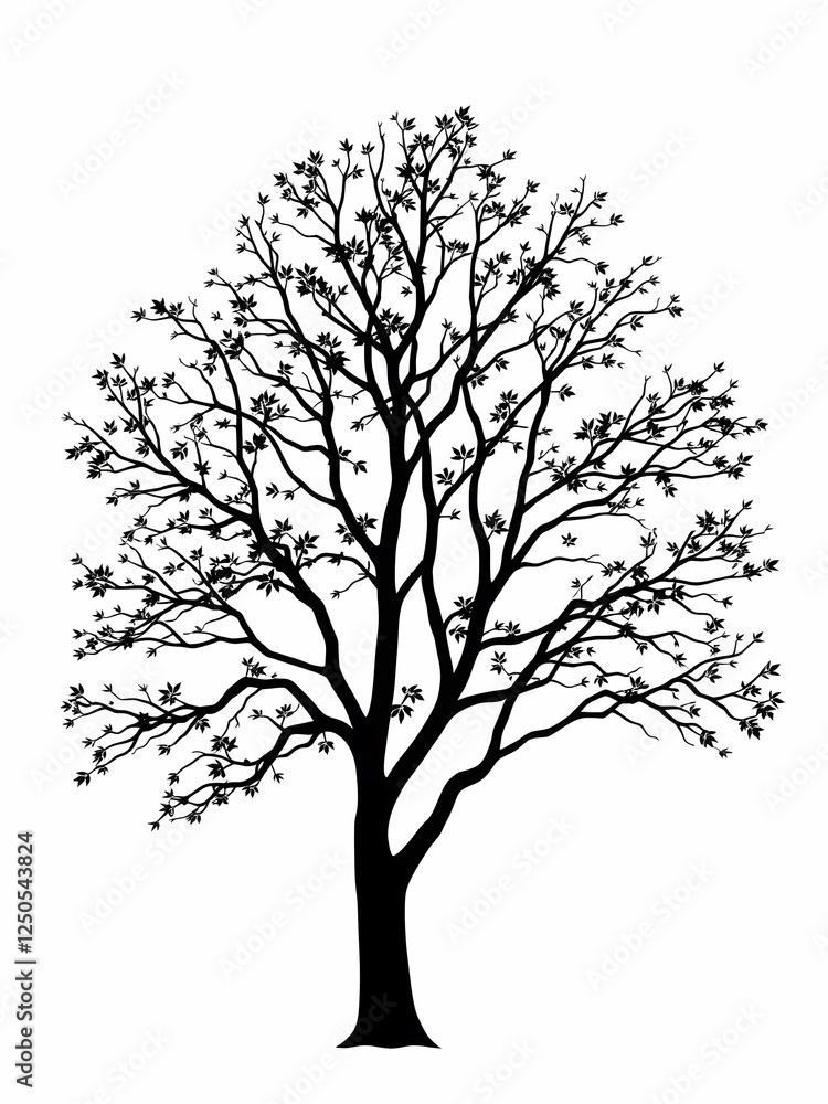 Black tree silhouette isolated on white background. Black tree silhouette isolated on white background.