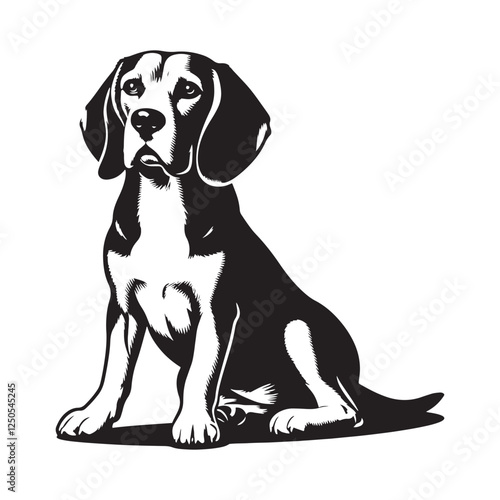 Beagle silhouette showcasing the breed’s lively nature - Beagle illustration - minimal Beagle vector - dog silhouette
