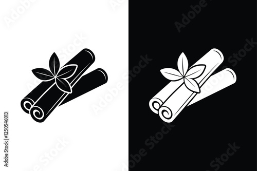 Stylish Cinnamon Icon. Black & White Herbal Art for Design Projects