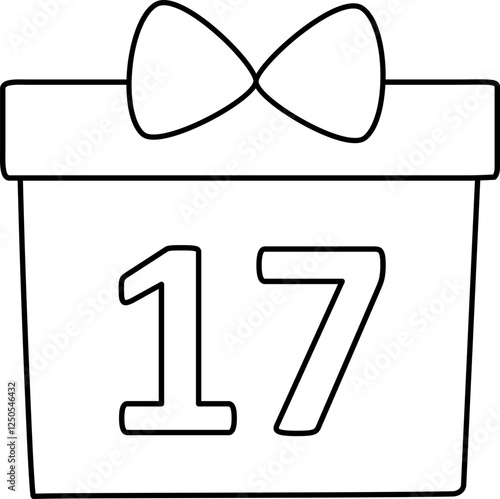 St. Patrick's day gift box coloring page vector.
St. Patrick's day gift wrapping Isolated. 
Transparent background.