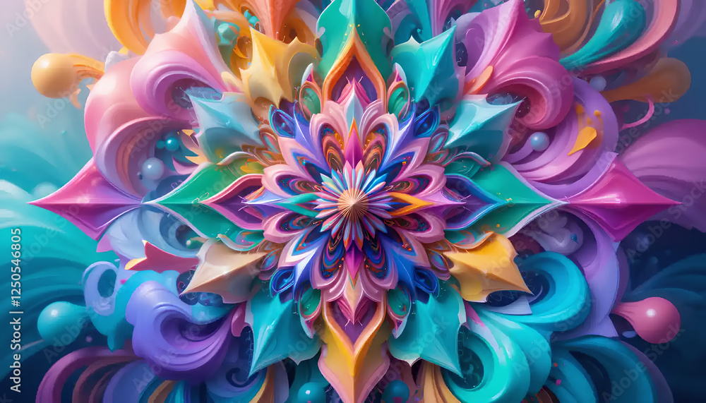 Kaleidoscopic Candy Bloom: A vibrant, swirling, abstract floral fantasy. Kaleidoscopic Candy Bloom: A vibrant, swirling, abstract floral fantasy.