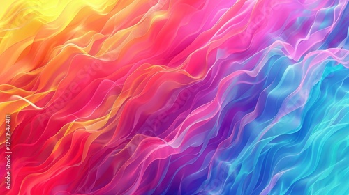 Abstract colorful background with smooth wavy lines in blue, pink and yellow colors