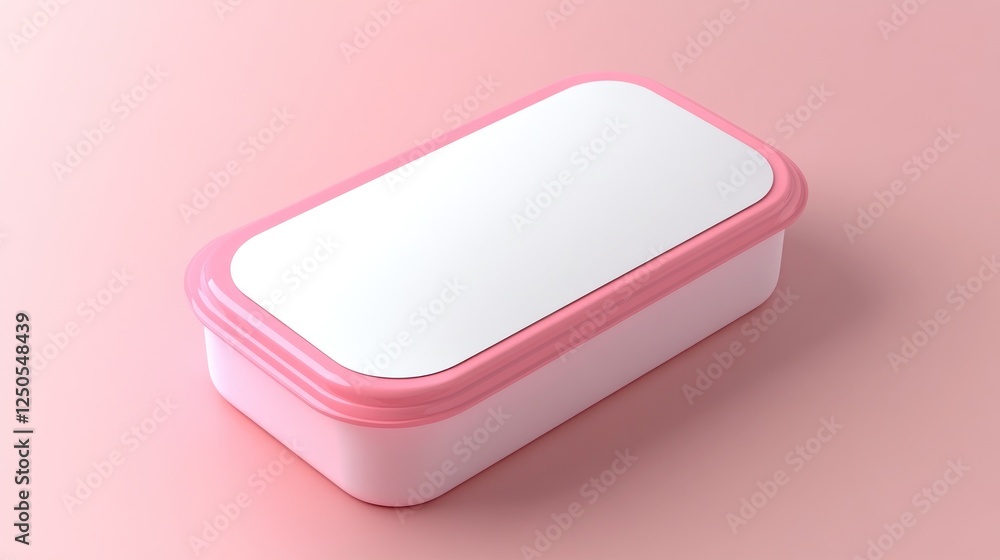 Pink Rectangular Food Container Mockup on a Pink Background Pink Rectangular Food Container Mockup on a Pink Background
