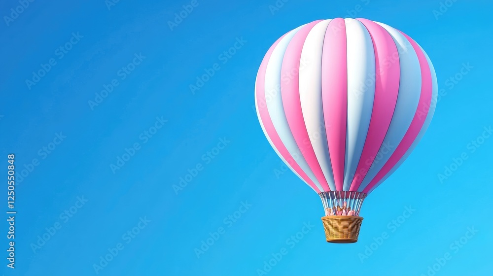 Obraz premium Hot air balloon adventure sky photography bright blue background aerial view freedom and exploration
