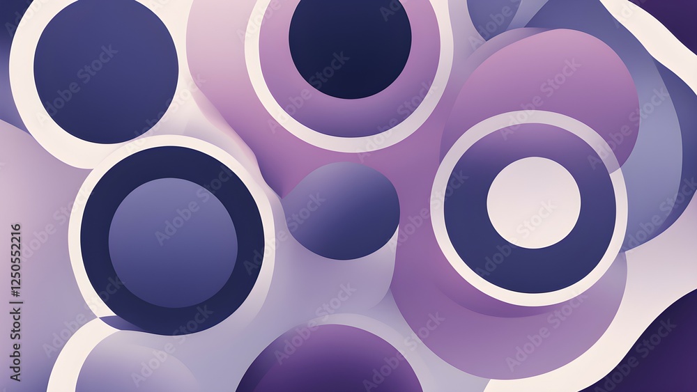 Abstract design featuring overlapping circles in shades of purple and blue. Abstract design featuring overlapping circles in shades of purple and blue.