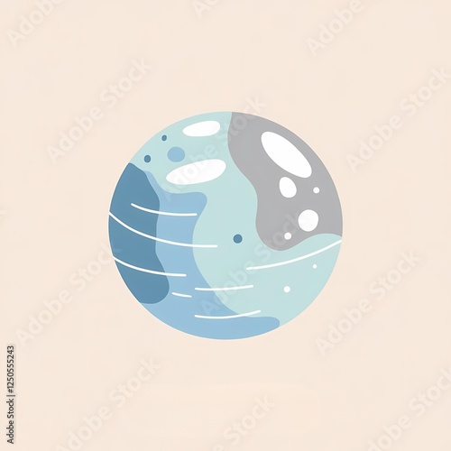 Stylized illustration of a planet called the Moon, made in flat watercolor. photo