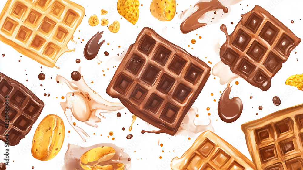 Waffles isolated on white background Waffles isolated on white background