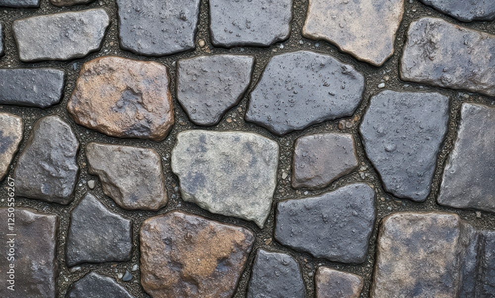 Close-up of textured cobblestone pathway Close-up of textured cobblestone pathway