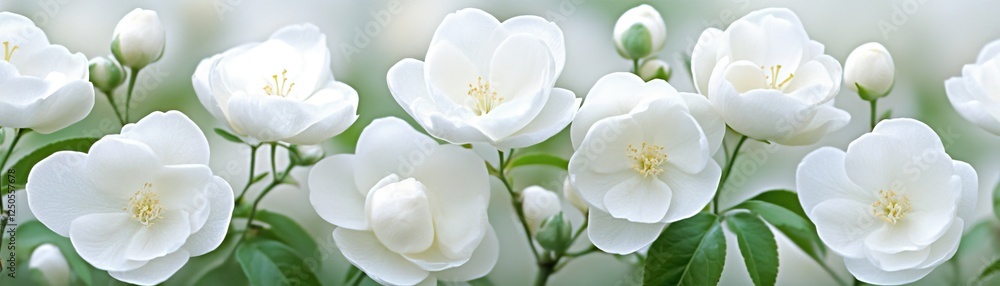 Obraz premium White blossoms garden closeup, spring nature background, floral wallpaper