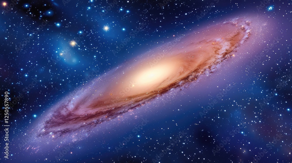Fototapeta premium Astronomical event of spiral galaxy formation outer space digital art cosmic environment wide-angle view space exploration
