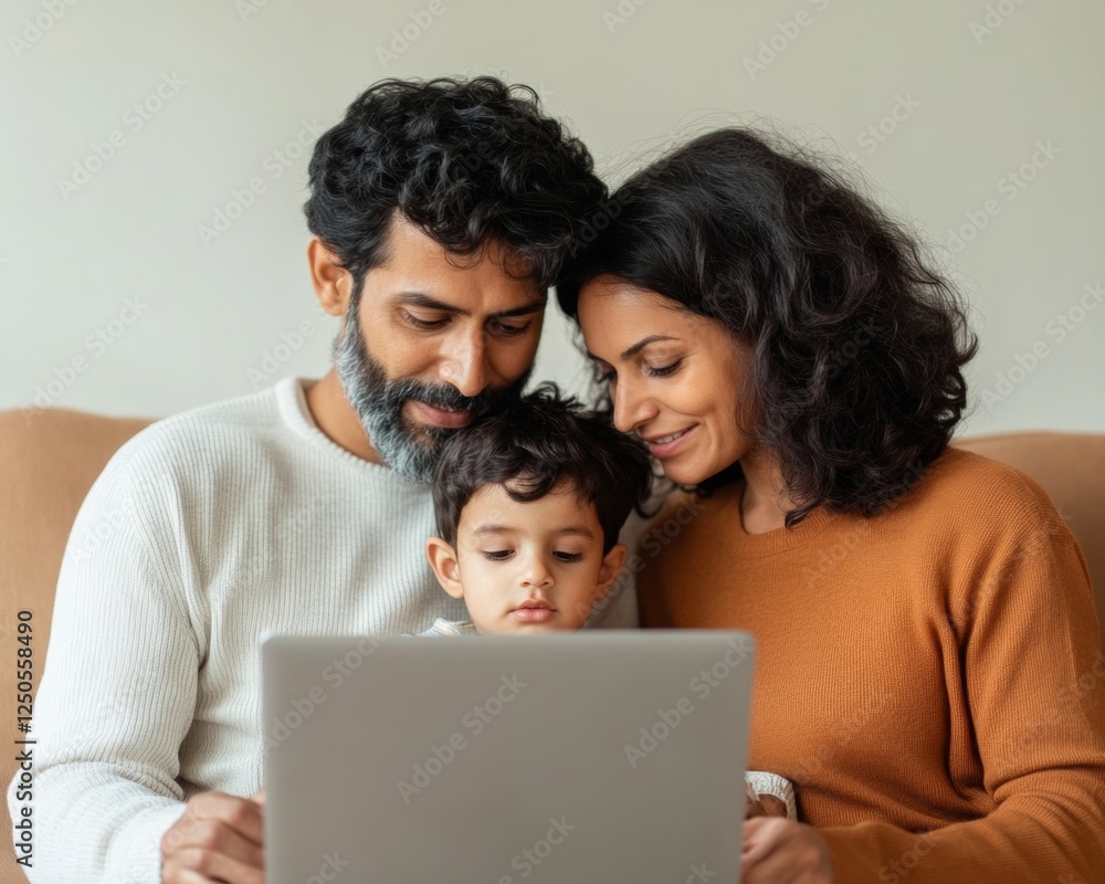 Cozy Digital Healthcare Experience Young Indian Family Engaged in Virtual Doctor Consultation in Warm Neutral Living Room Modern Wellness and Tech Integration Cozy Digital Healthcare Experience Young Indian Family Engaged in Virtual Doctor Consultation in Warm Neutral Living Room Modern Wellness and Tech Integration