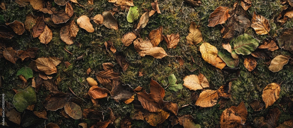 Woodland floor textures featuring leaf moss and grass patterns on a cold winter morning in Porthkerry Coastal Country Park South Wales Woodland floor textures featuring leaf moss and grass patterns on a cold winter morning in Porthkerry Coastal Country Park South Wales