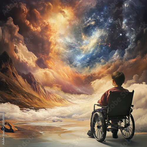 A child with disability exploring the universe.