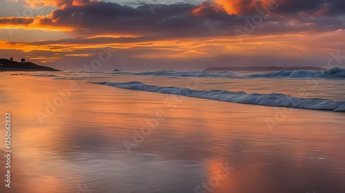 Wallpaper Mural Orange and Purple Sunset Over Ocean Beach Torontodigital.ca