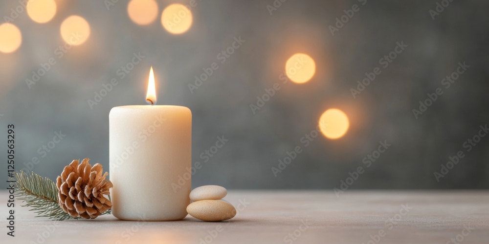 Modern Candlelit Serenity Rustic Pine and Stone Winter Display for Home Decor - Cozy Atmosphere Design and Retail Marketing Inspiration Modern Candlelit Serenity Rustic Pine and Stone Winter Display for Home Decor - Cozy Atmosphere Design and Retail Marketing Inspiration