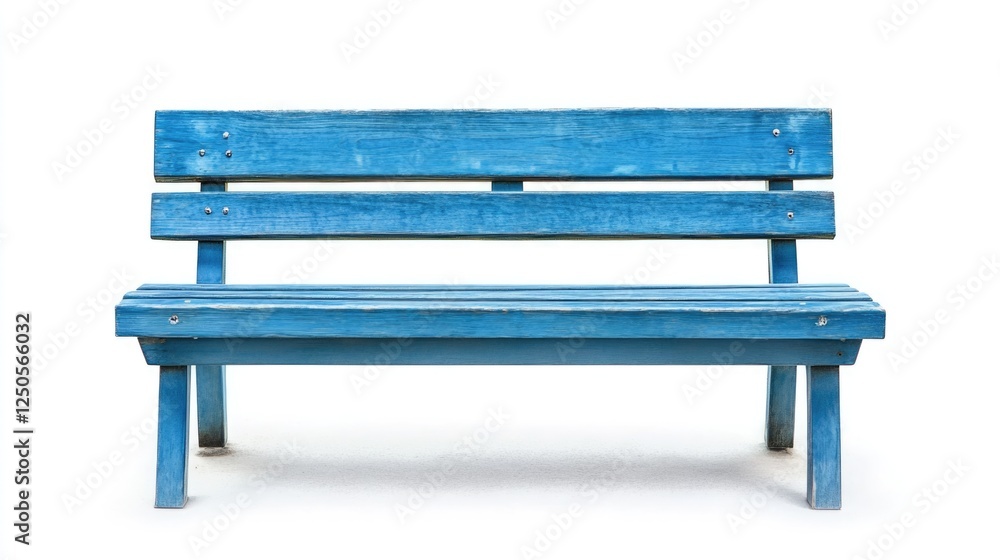 Blue Wooden Park Bench Isolated on White Background for Outdoor Decor or Gardening Concepts Blue Wooden Park Bench Isolated on White Background for Outdoor Decor or Gardening Concepts