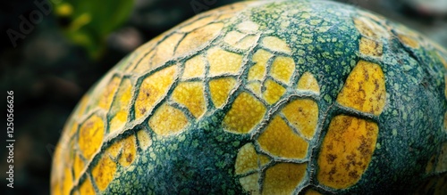 Unique melon peel showcasing ancient fossil-like patterns found in Thung Wa District, Satun Province, highlighting natural wonders of the region. photo